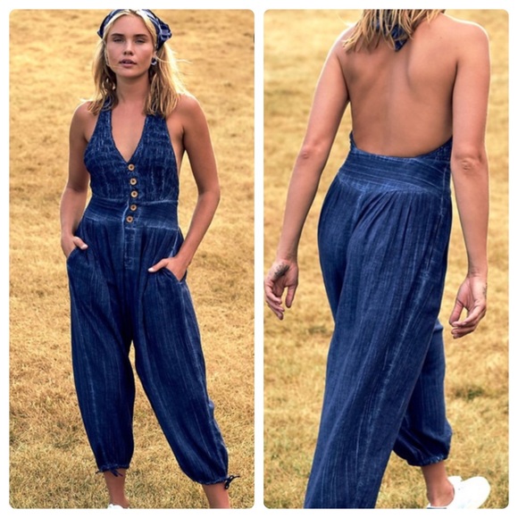Free People Pants - Free People Travel Light Jumpsuit Denim Wash